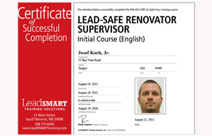 Lead - Safe Renovator Certificate