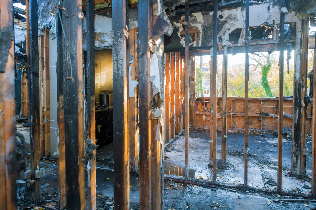 Burned home after fire the parts of the house after burnning